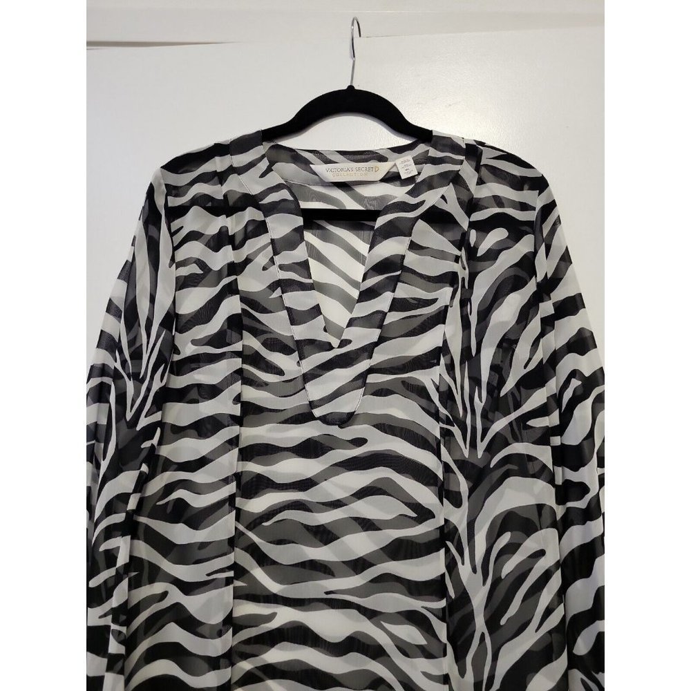 Vintage victoria's secret collection sheer zebra caftan black white med/Large - Picture 3 of 8